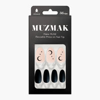 MUZMAK Nail Tips 36pcs #Moon Night(Almond)
