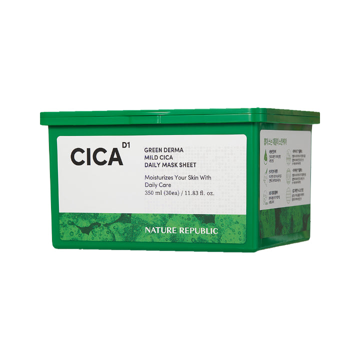 NATURE REPUBLIC Green Derma Mild Cica Daily Sheet Mask 350ml (30 Sheets)