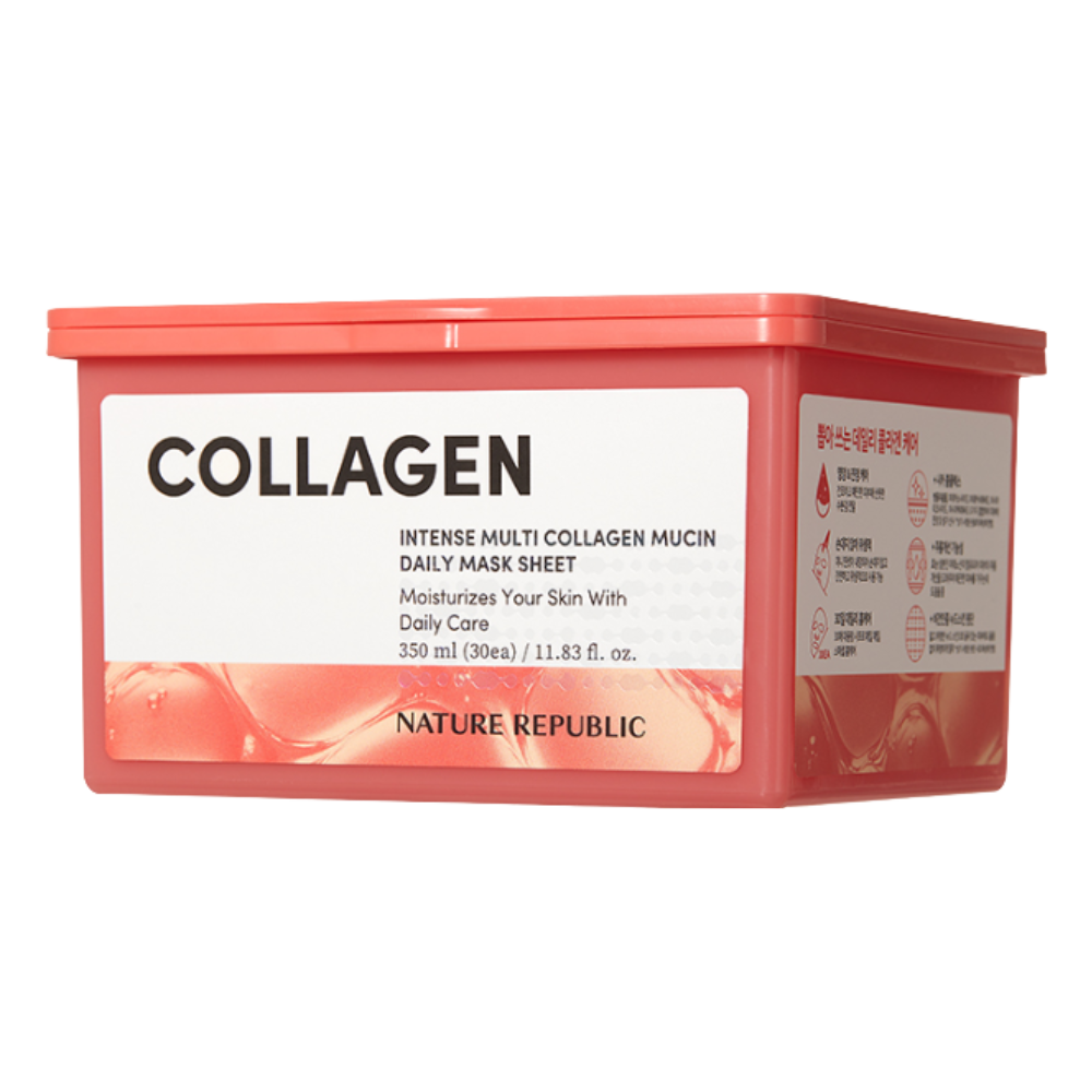 NATURE REPUBLIC Intense Multi Collagen Mucin Daily Sheet Mask (30 Sheets / Wrinkle Care)