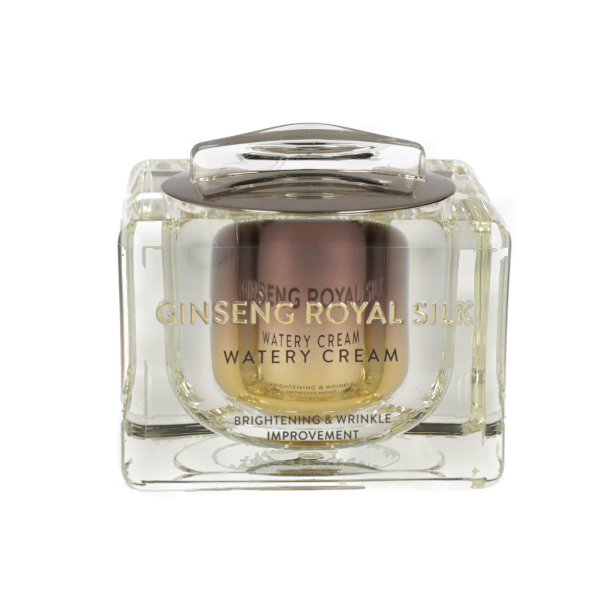 A 60g jar of Nature Republic Ginseng Gold Silk Watery Cream, a luxurious ginger royal silk water cream.
