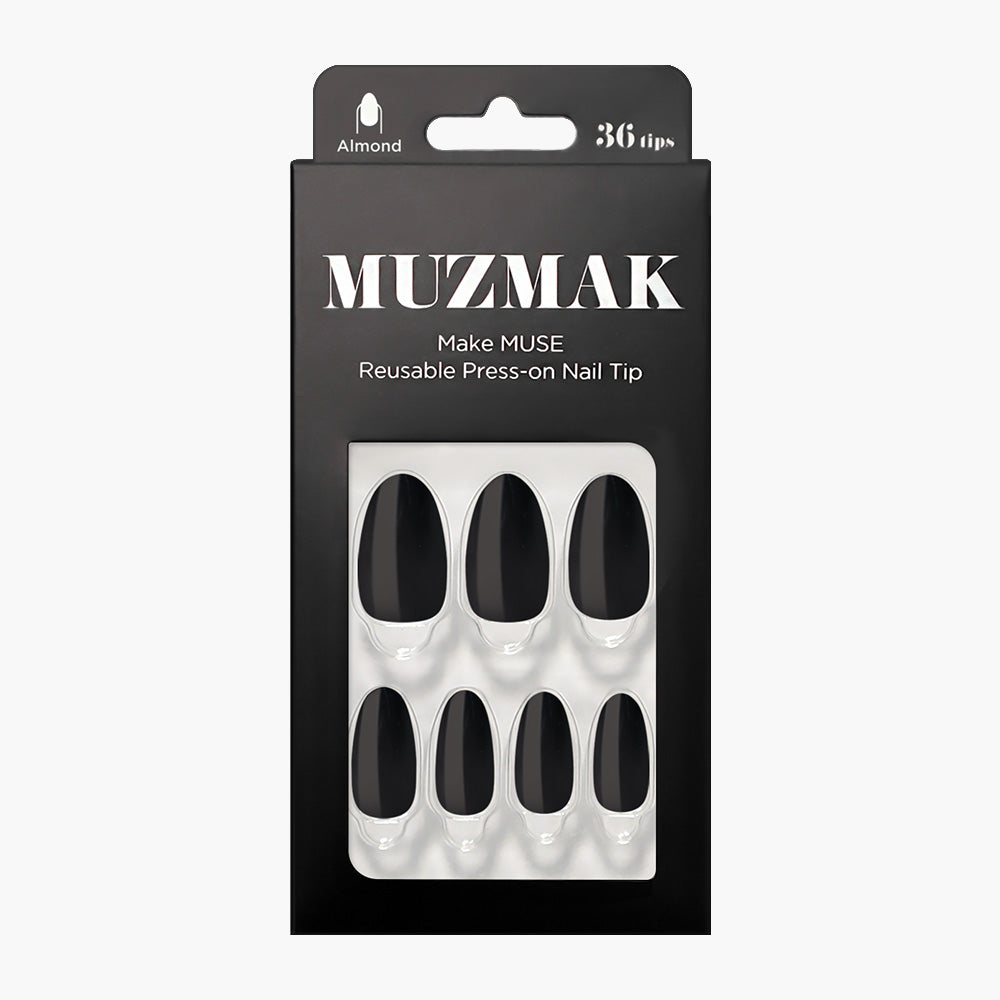 MUZMAK Nail Tips 36pcs #New Black(Almond)