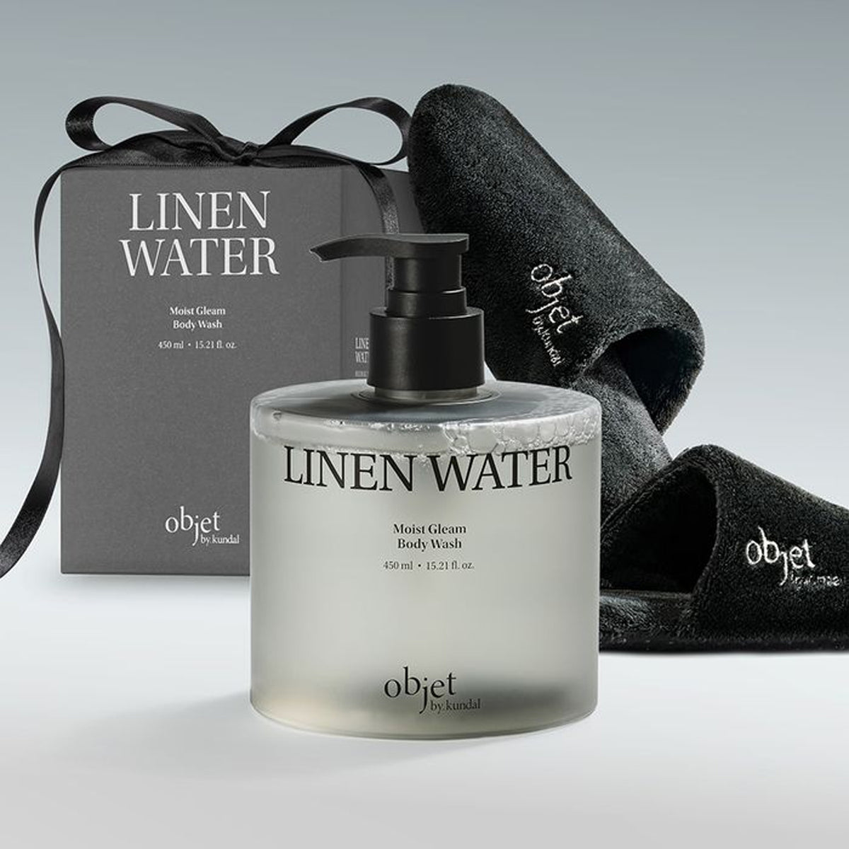 Objet by KUNDAL Moist Gleam Body Wash 450ml & Room Slippers Set