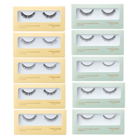 A collection of 10 types of PICCASSO Eyeme Fale Eyelashes, each in a 1g package, showcasing diverse styles for enhanced beauty.