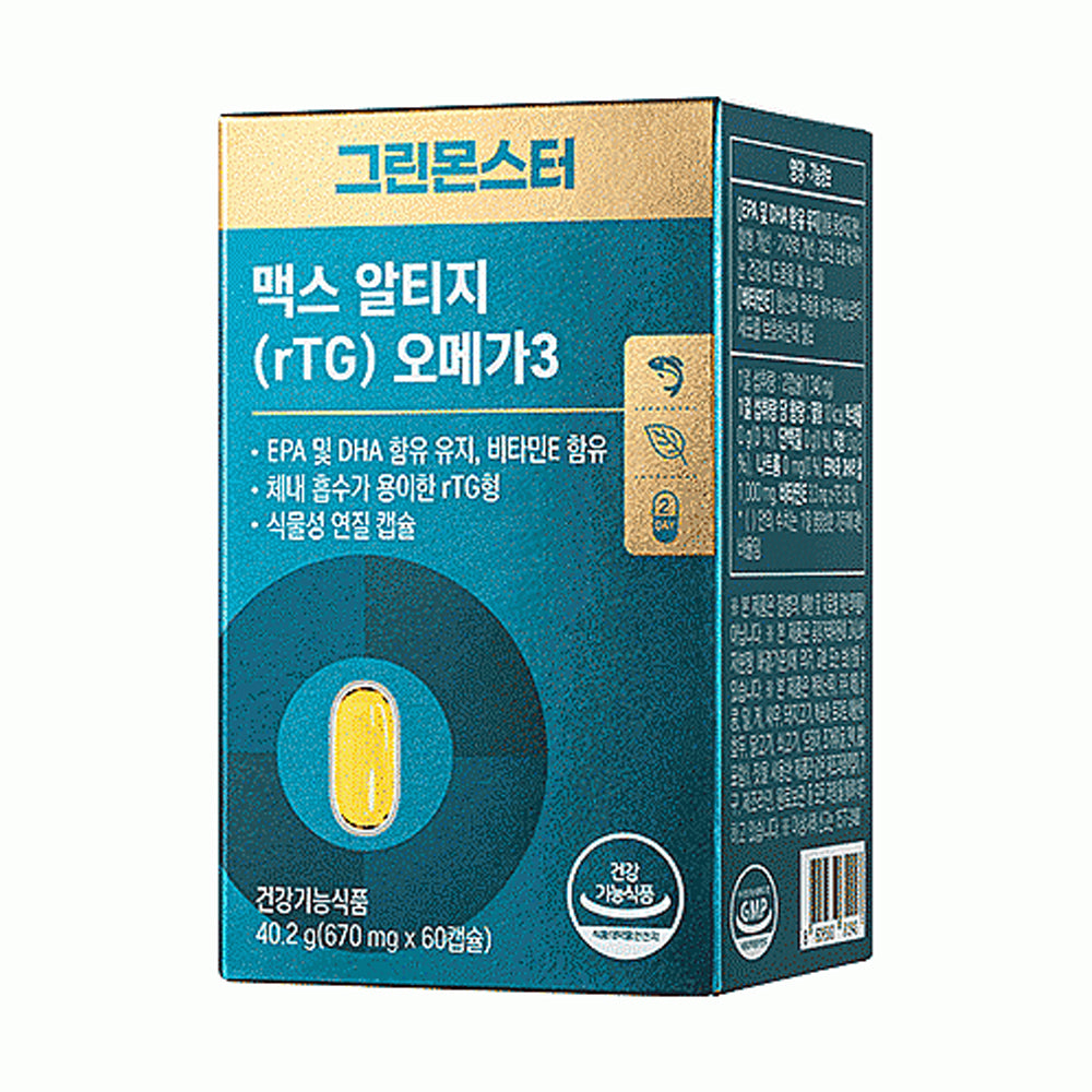 GREEN MONSTER Max rTG Omega3 670mg, 60 Capsules (Renewal) - DODOSKIN