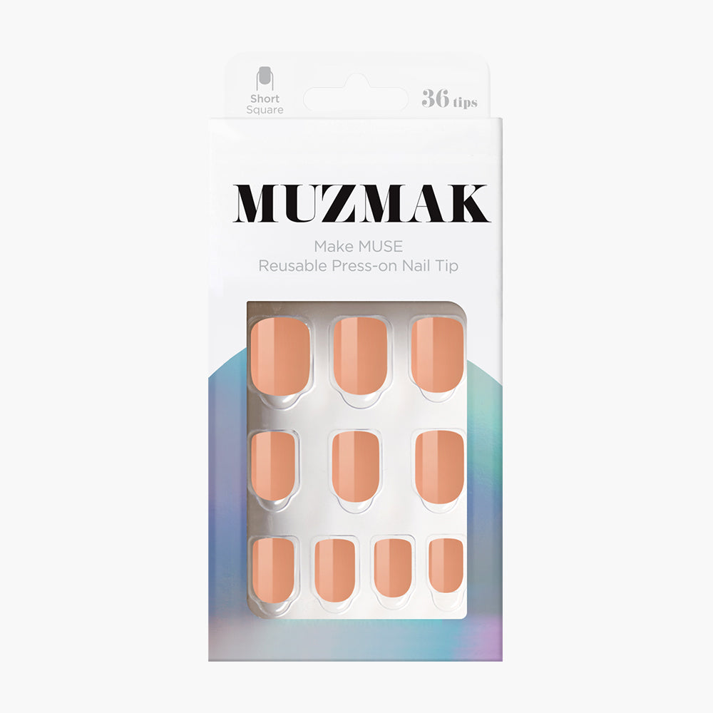 MUZMAK Nail Tips 36pcs #Royal MilkTea(Short Square)