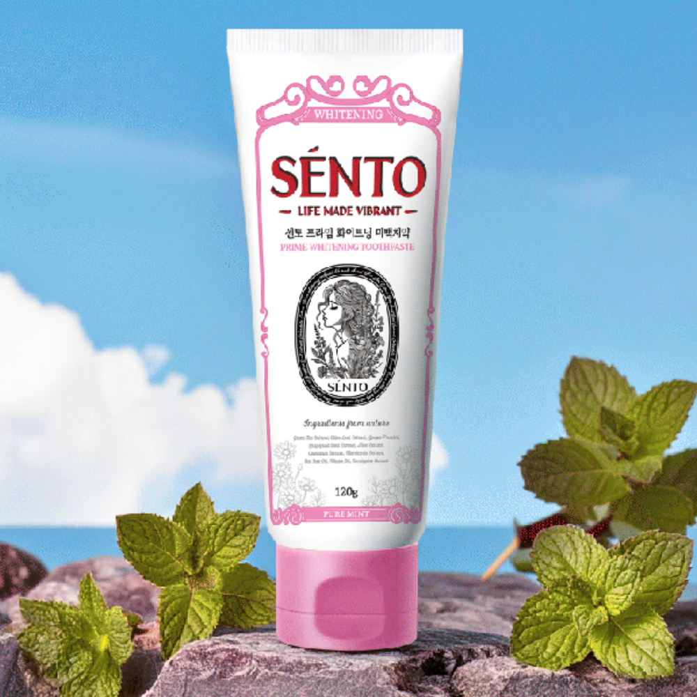 SENTO Prime Whitening Care Toothpaste (Pure Mint Flavor) - 4 Pack (120g x 4)