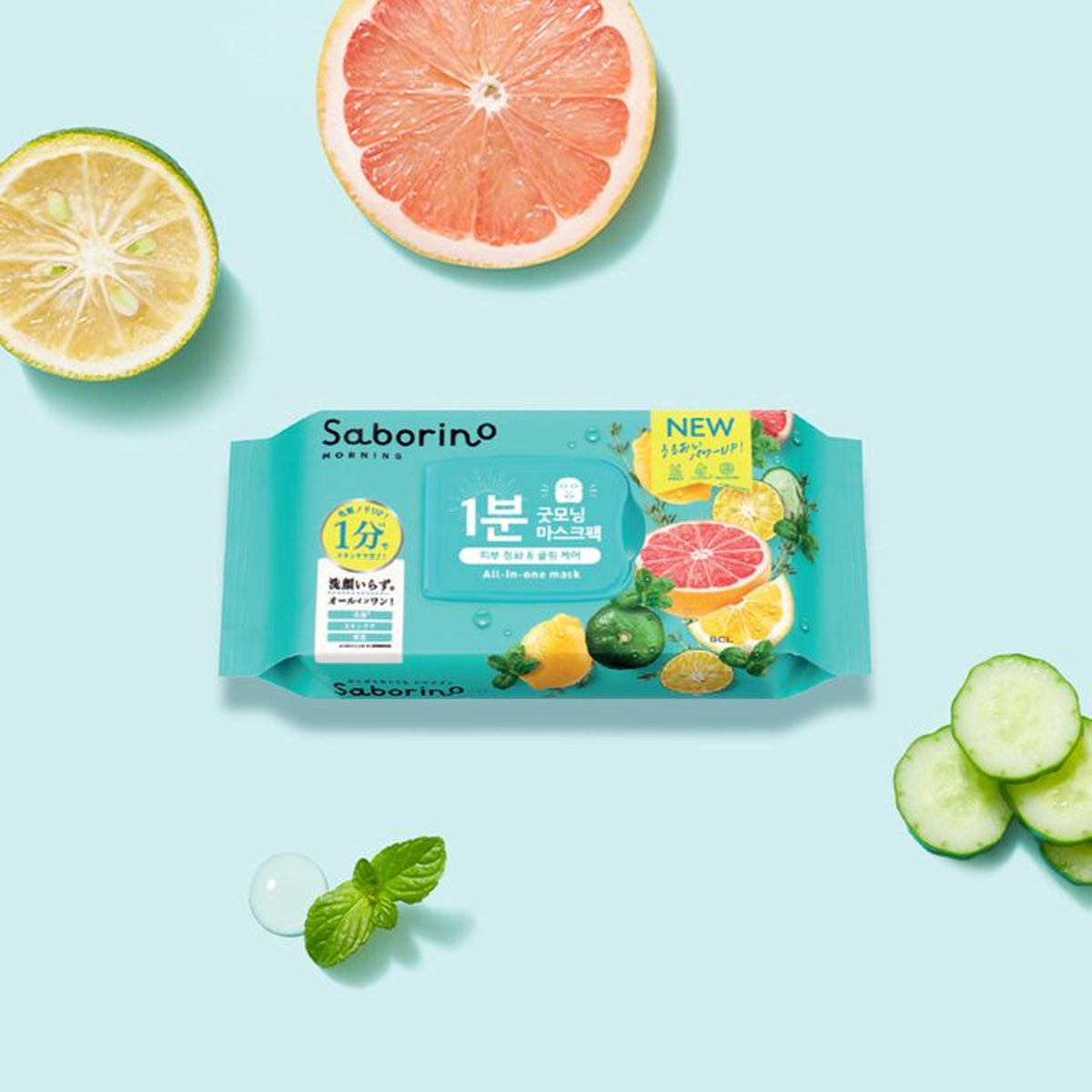 Saborino Morning Facial Sheet Mask Minty Fresh 32 Sheets