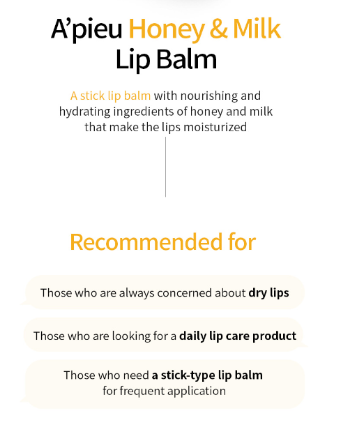 [Expiration imminen] A'PIEU Honey & Milk Lip Balm 3.3g