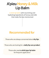 [Expiration imminen] A'PIEU Honey & Milk Lip Balm 3.3g