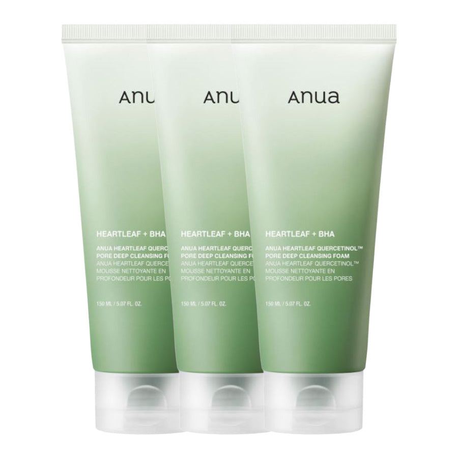 Anua Heartleaf Quercetinol Pore Deep Cleansing Foam 150ml, 3 Pieces