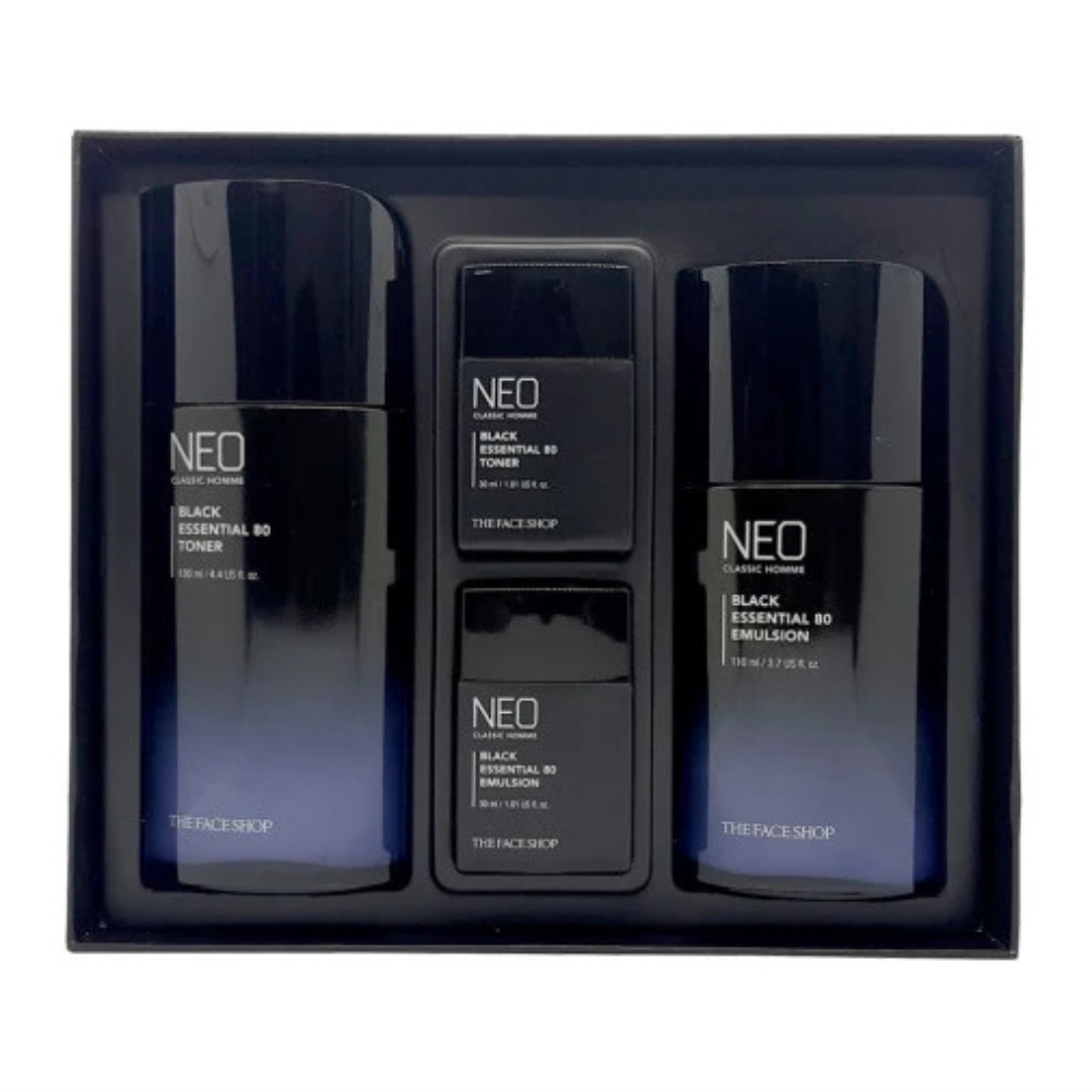 THE FACE SHOP Neo Classic Homme Black Essential Set (tóner 130 ml+emulsión 110 ml+tóner 30 ml+emulsión 30 ml)