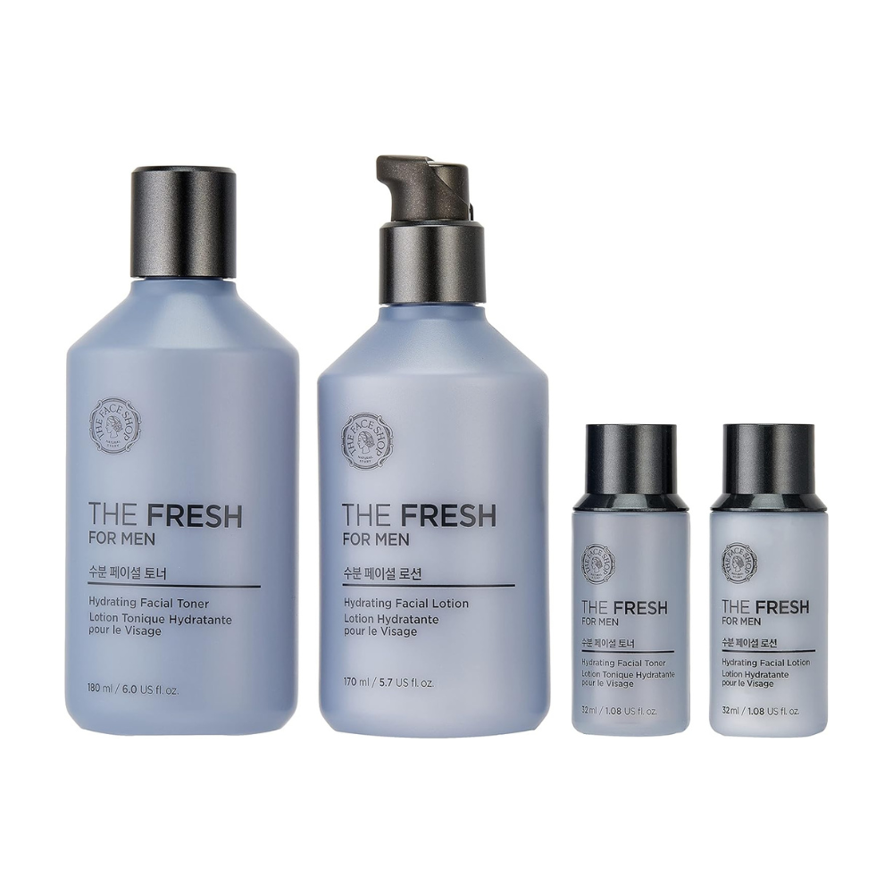 THE FACE SHOP El juego de cuidado de la piel facial hidratante Fresh For Hidrating (tóner 180 ml+emulsión 170 ml+tóner 32 ml+emulsión 32 ml)