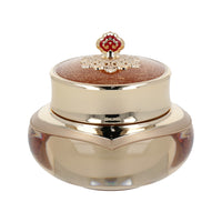 A gold and red container with a flower atop, showcasing 'The history of whoo Cheonyuldan Hwayul Ultimate Regenerating Cream 60ml'.