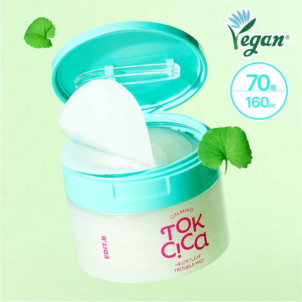 EDIT.B Calming Tok Cica Heartleaf Trouble Pad 160ml 70Sheets
