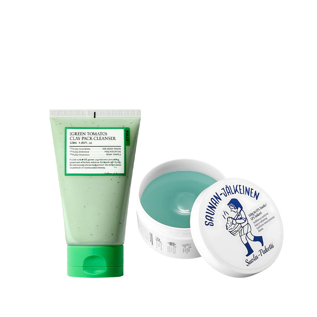 Torhop Saunan Heating Salt Mask 150g + FULLY Green Tomato Clay Pack Cleanser 120ml