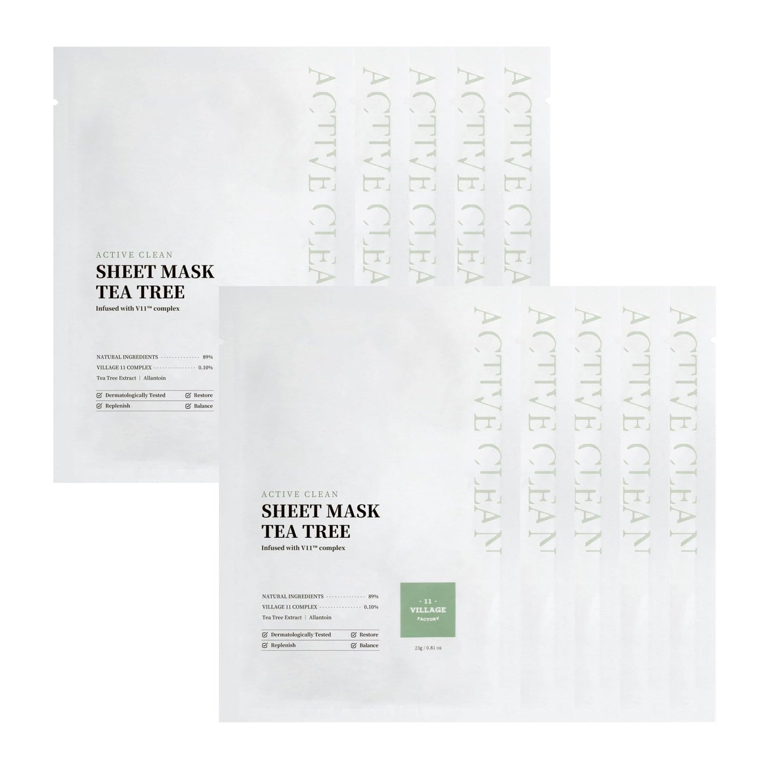 VILLAGE 11 FACTORY Active Clean Tea Tree Sheet Mask 23g 10ea