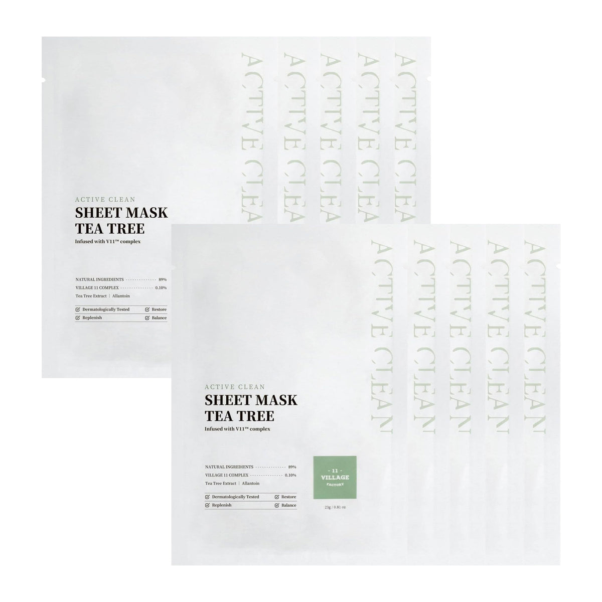 VILLAGE 11 FACTORY Active Clean Tea Tree Sheet Mask 23g 10ea