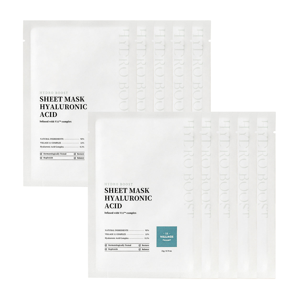VILLAGE 11 FACTORY Hydro Boost Hyaluronic Acid Moisture Mask Pack 21g 10ea