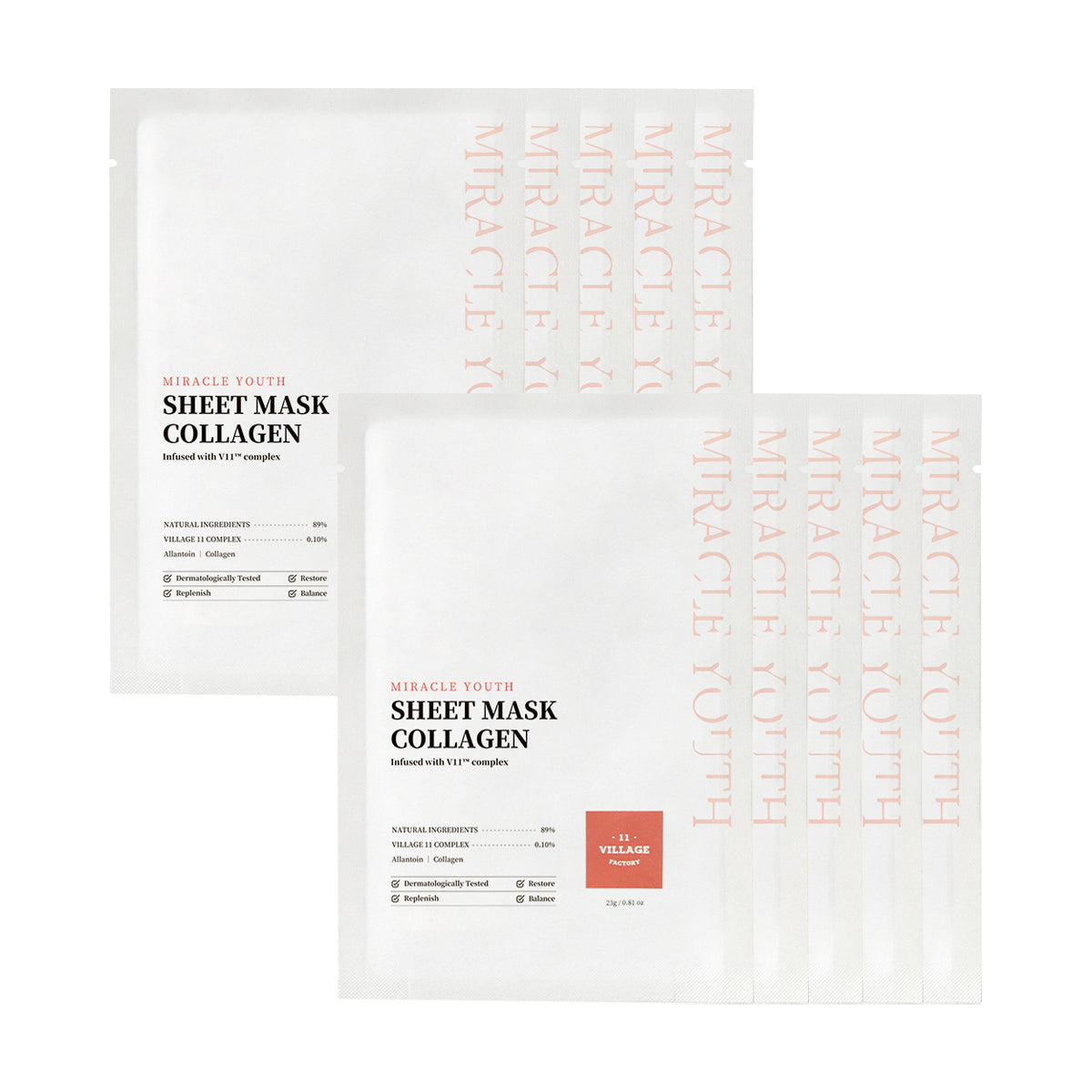 VILLAGE 11 FACTORY Miracle Youth Collagen Sheet Mask 23g 10ea