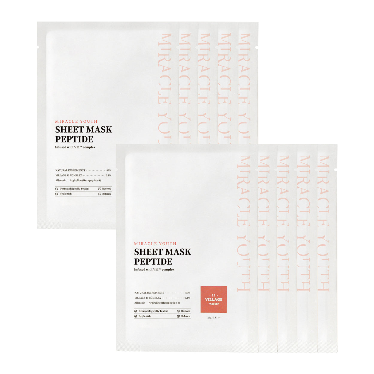 VILLAGE 11 FACTORY Miracle Youth Peptide Sheet Mask 23g 10ea