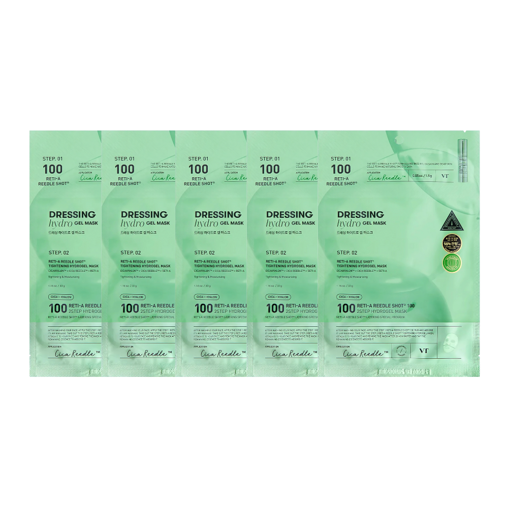 VT Cosmetics Reti-A Reedle Shot 100 Hydrogel Mask de 2 pasos 5ea/10ea