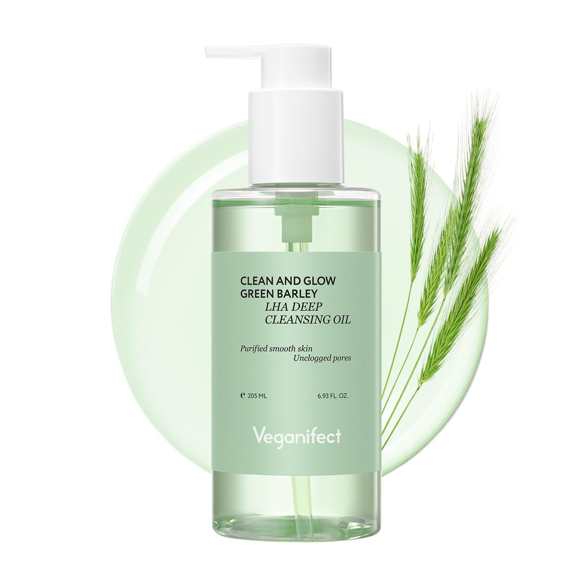 Veganifect Clean And Glow Green Barley LHA Deep Cleansing Oil 205ml