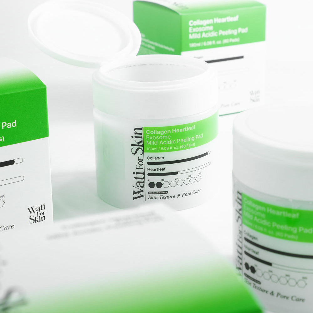 Wati For Skin Collagen Heartleaf Exosome Mildly Acidic Peeling Pad 180ml 60ea