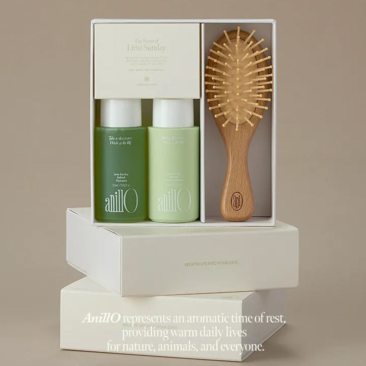 anillO Lime Sunday Refresh Hair & Brush Mini Set
