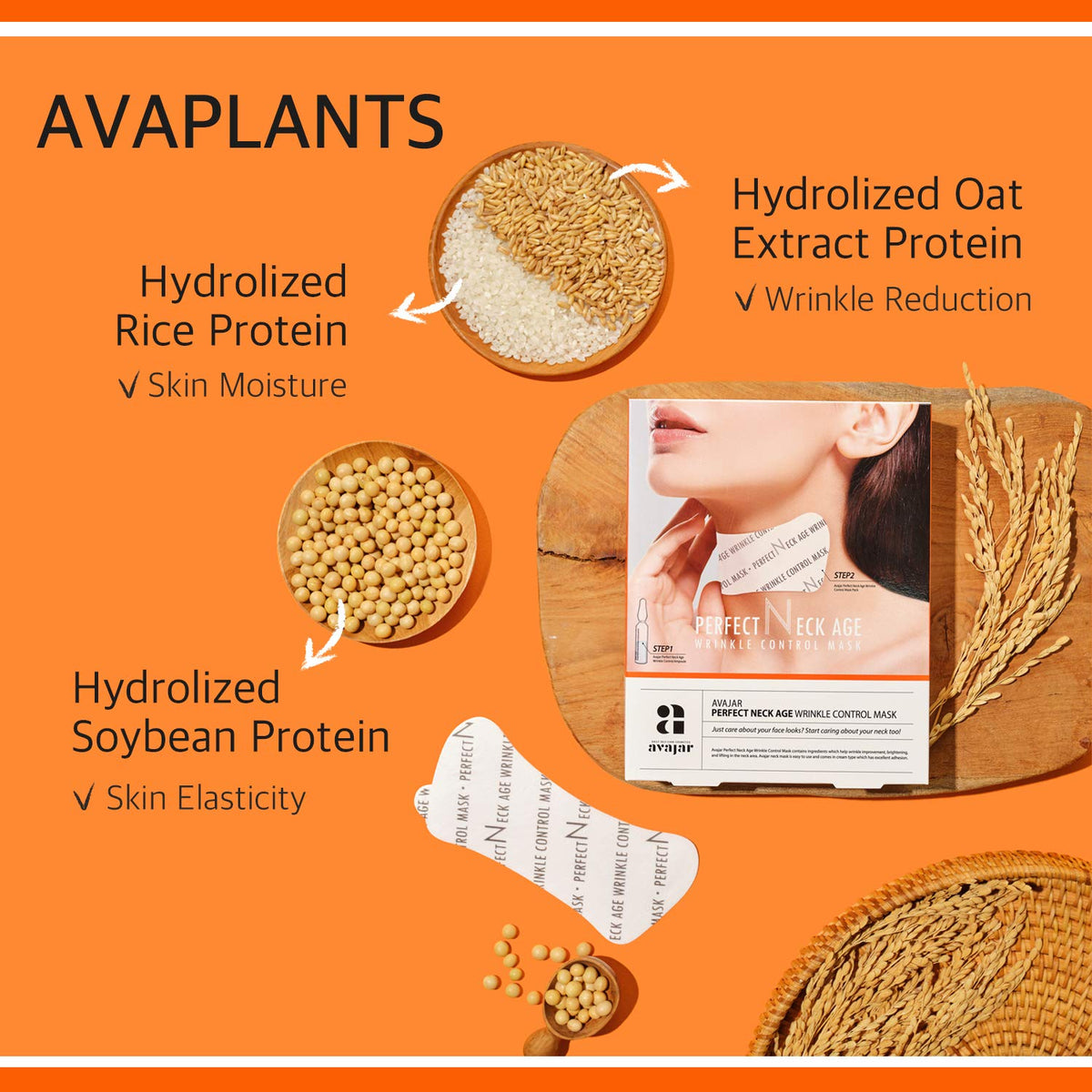 Máscara de control de arrugas de cuello rejuvenecedor de avajar 5G x 5ea