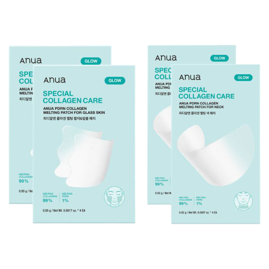 Anua PDRN Collagen Melting Nasolabial Fold, Cheek, Neck, and Wrinkle Patch Set of 4 Patches, 4 Pack