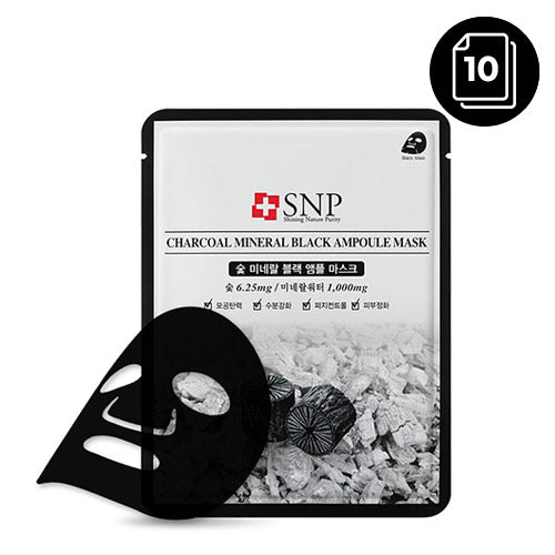 [SNP] Charcoal Mineral Black Ampoule Mask 10ea - Dodoskin