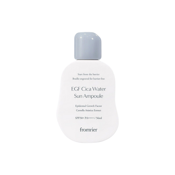 Vegan EGF Cica Water Sun Ampoule SPF50+ PA++++ 56ml bottle with a white label.
