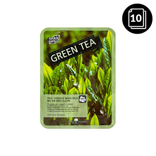 [MAY ISLAND] Green Tea Real Essence Mask Pack 10ea - Dodoskin