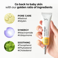 Small 25ml bottle of Numbuzin No.3 Pore Reset Ampoule Shot, clear with blue and white label.