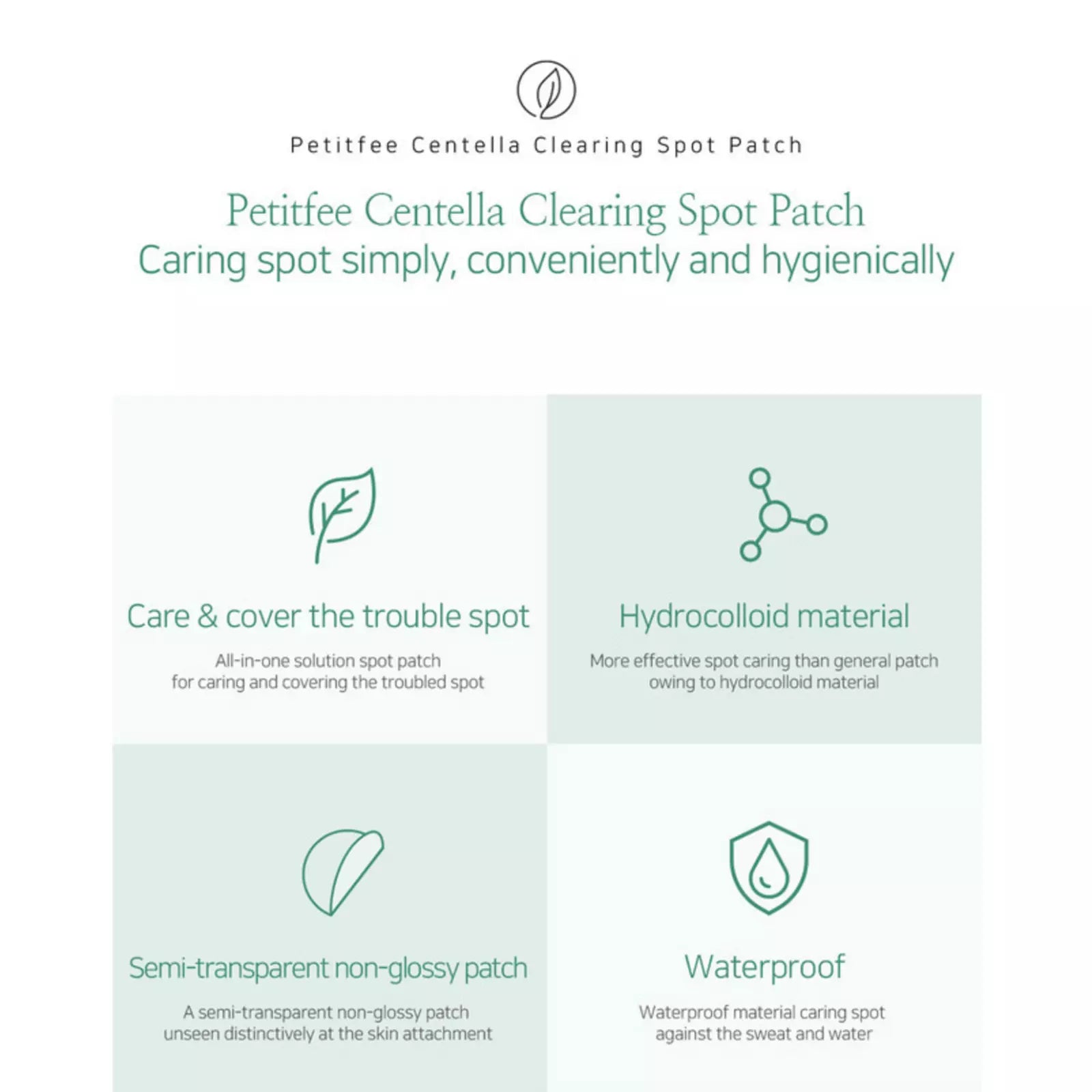PETITFEE Centella Clearing Spot Patch 23pcs 1 sheet - DODOSKIN