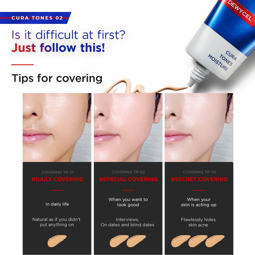(Matt) DEWYCEL Cura Tones Moisture SPF50+ PA+++ 40ml - DODOSKIN