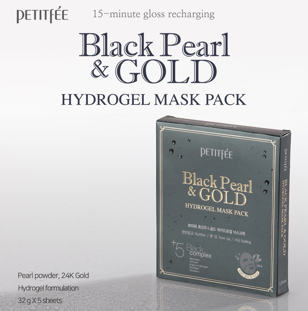 PETITFEE Black Pearl & Gold Hydrogel Mask Pack 5ea - DODOSKIN