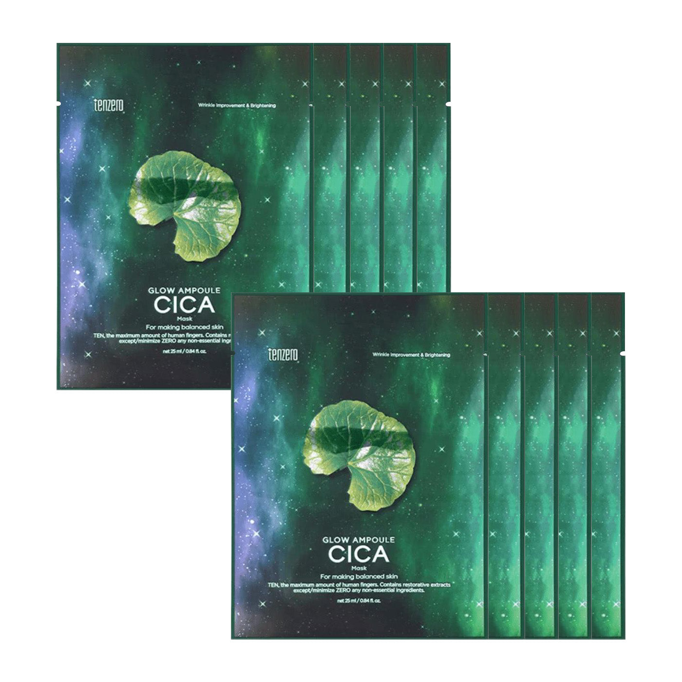 tenzero Glow Ampoule Cica Mask 25ml 10ea