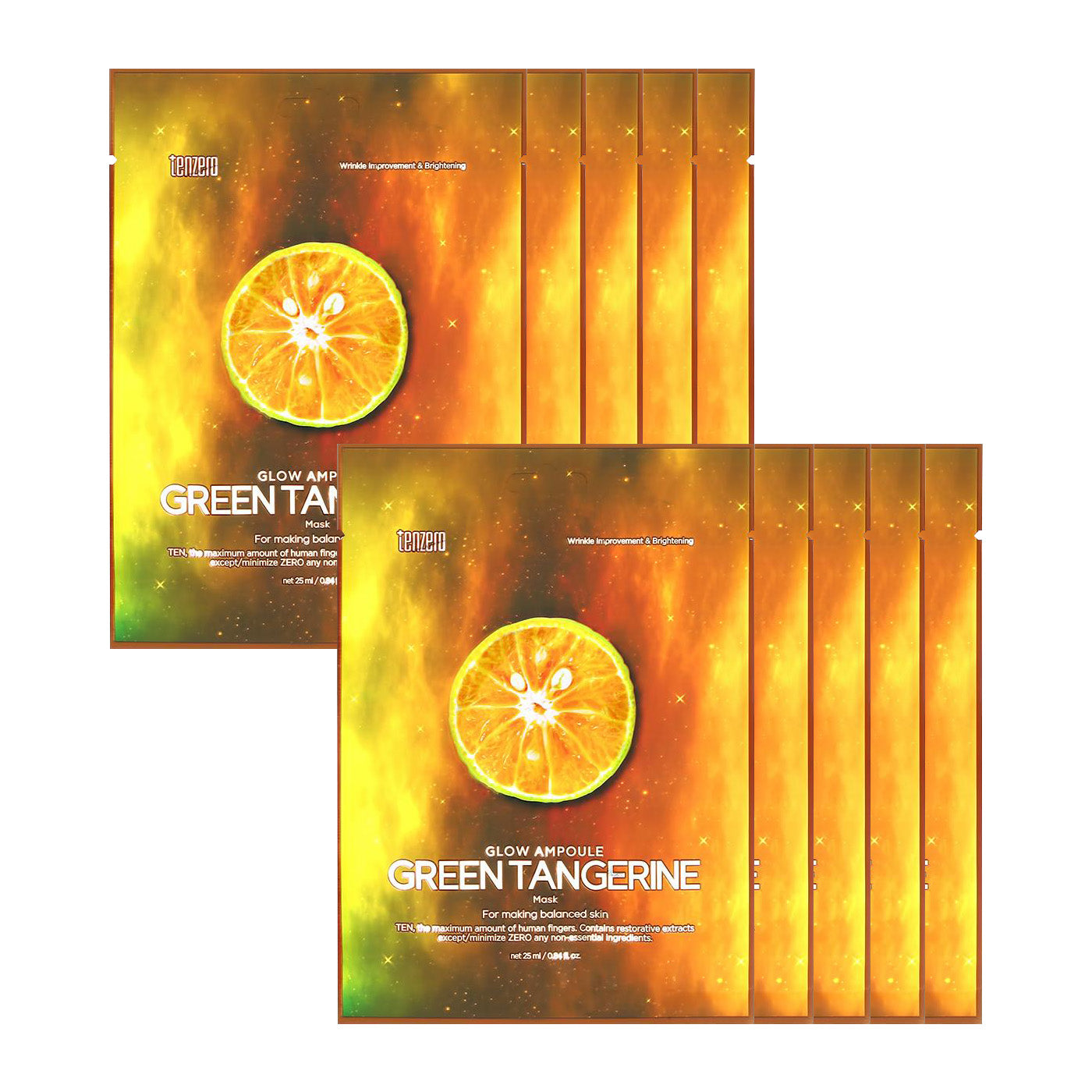 tenzero Glow Ampoule Green Tangerine Mask 25ml 10ea