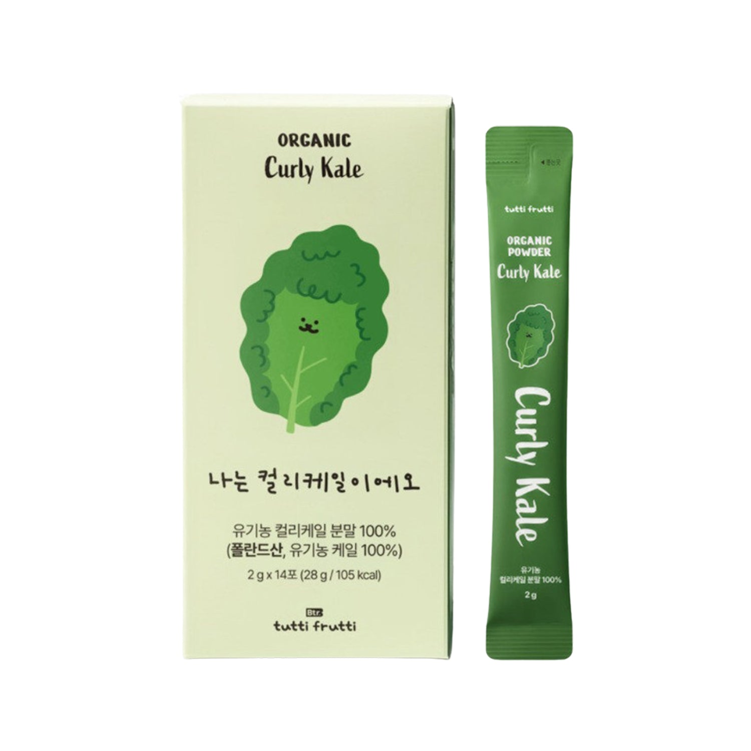 tutti frutti 100% Organic Powder Curly Kale 1 Box (2g x 14 Sticks)