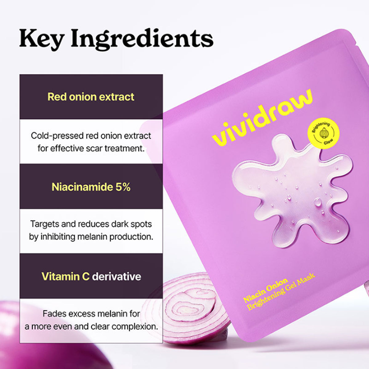 vividraw Niacin Onion Brightening Gel Mask 4ea
