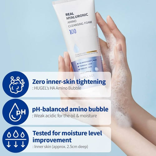 Wellage Real Hyaluronic Amino Cleansing Foam 150ml - DODOSKIN