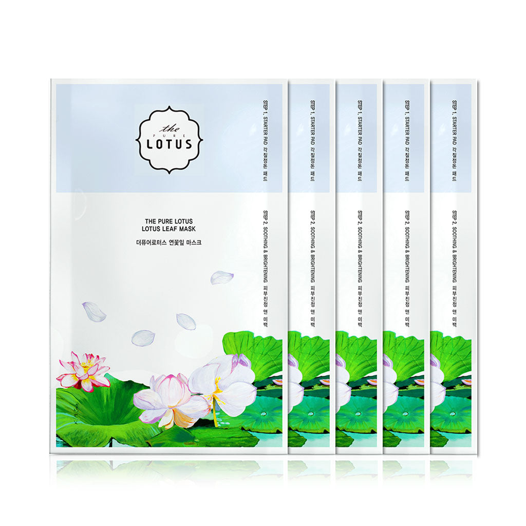The PURE LOTUS Lotus Leaf Mask Soothing & Brightening 29g x 5ea - Dodoskin