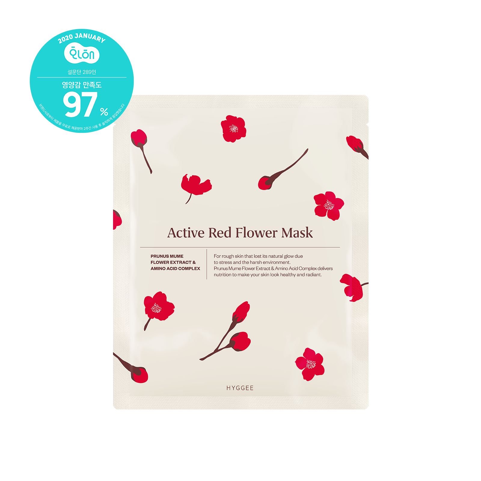 HYGGEE Active Red Flower Mask 30ml * 3ea - Dodoskin