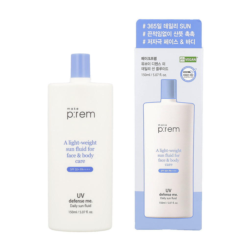 Protect your skin daily with this UV Defense sun fluid, SPF50+ PA++++, in a convenient 150ml bottle for easy application.