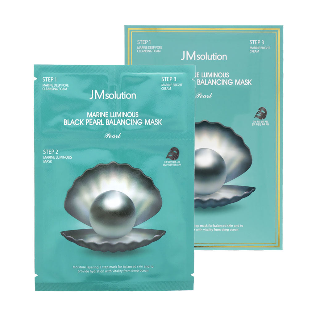 JM Solution Marine Luminous Black Pearl Balancing Mask 10ea - Dodoskin