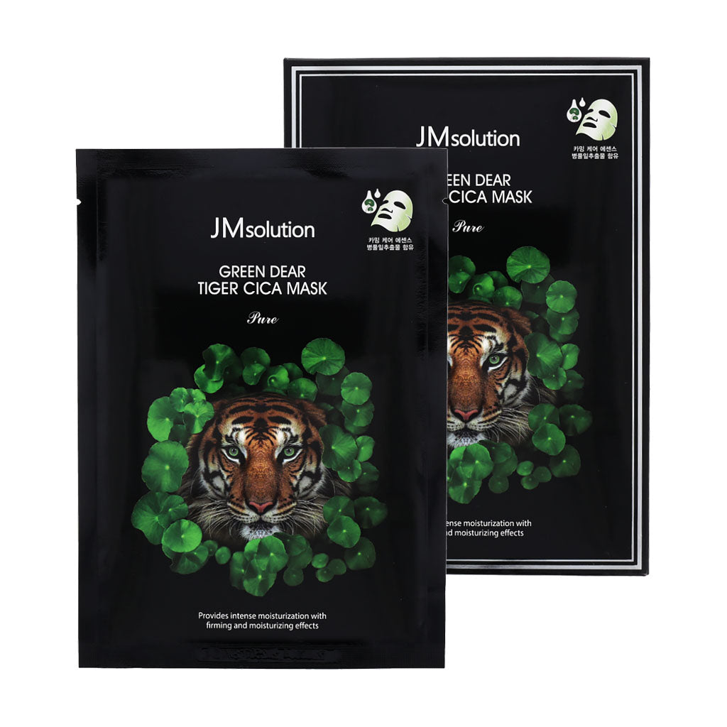 JM Solution Green Dear Tiger Cica Mask Pure 10ea - Dodoskin