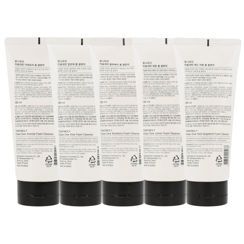 TONYMOLY Clean Dew Foam Cleanser 180ml (5 Types) - Dodoskin