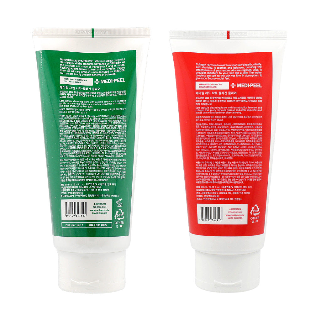 MEDI-PEEL Green Cica Collagen Clear 300ml + Red Lacto Collagen Clear 300ml - Dodoskin